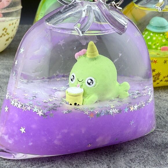 Lot of 4 Tsunameez Prize Baggies Egg Series 1 Keychains Cat Unicorn Fish Narwhal - Picture 3 of 9